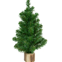 Northlight Unlit-12.25" Alpine Slim Artificial Christmas Tree With Wood Base, Unlit