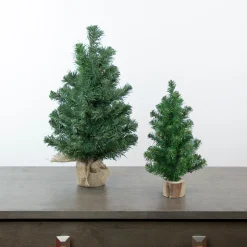 Northlight Unlit-12.25" Alpine Slim Artificial Christmas Tree With Wood Base, Unlit