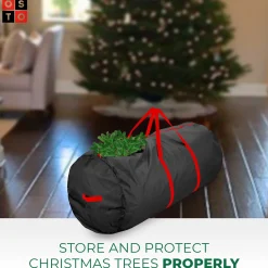 osto Tree Storage-50" Black Tear Proof Round Artificial Christmas Tree Storage Bag