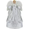 Northlight Angels-18" Blonde Angel In White And Sliver Dress With Faux Fur Trim Christmas Tree Topper