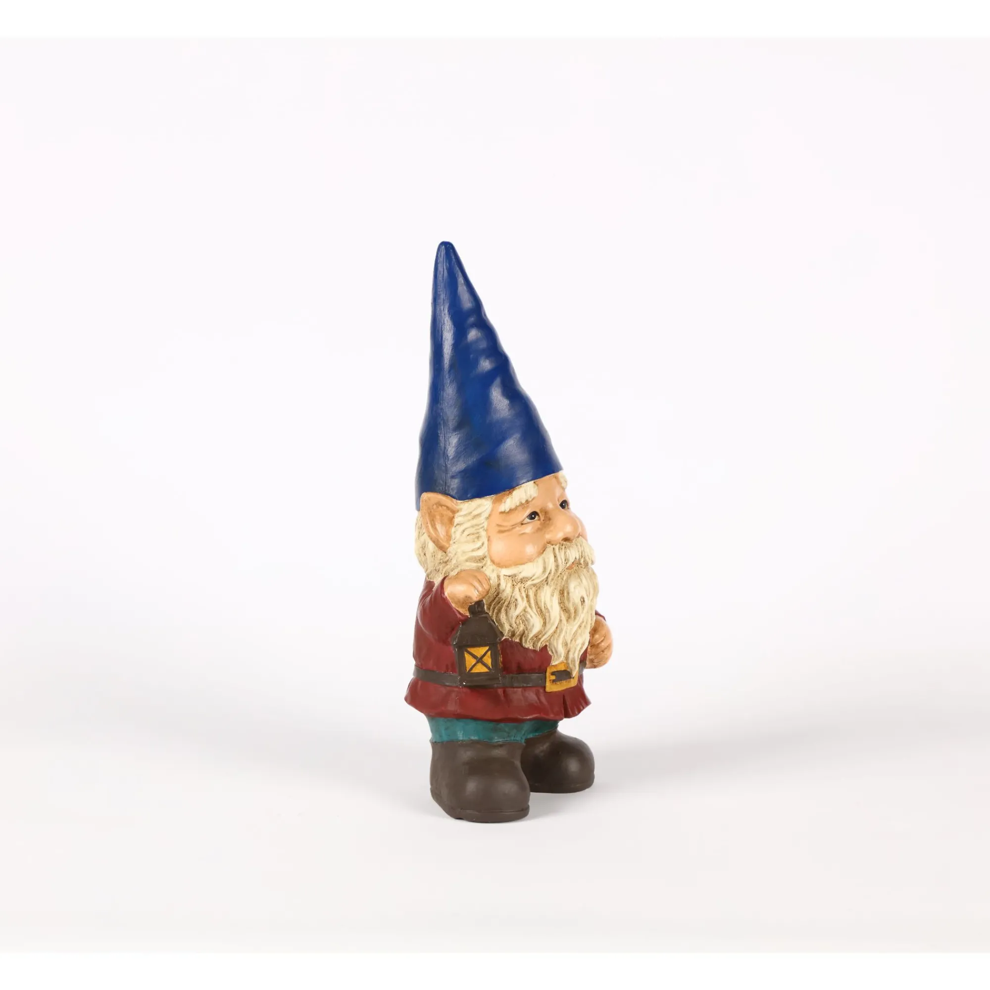 Hi-Line Gifts Finials-14.5" Blue And Red Gnome Holding Lantern Outdoor Garden Statue