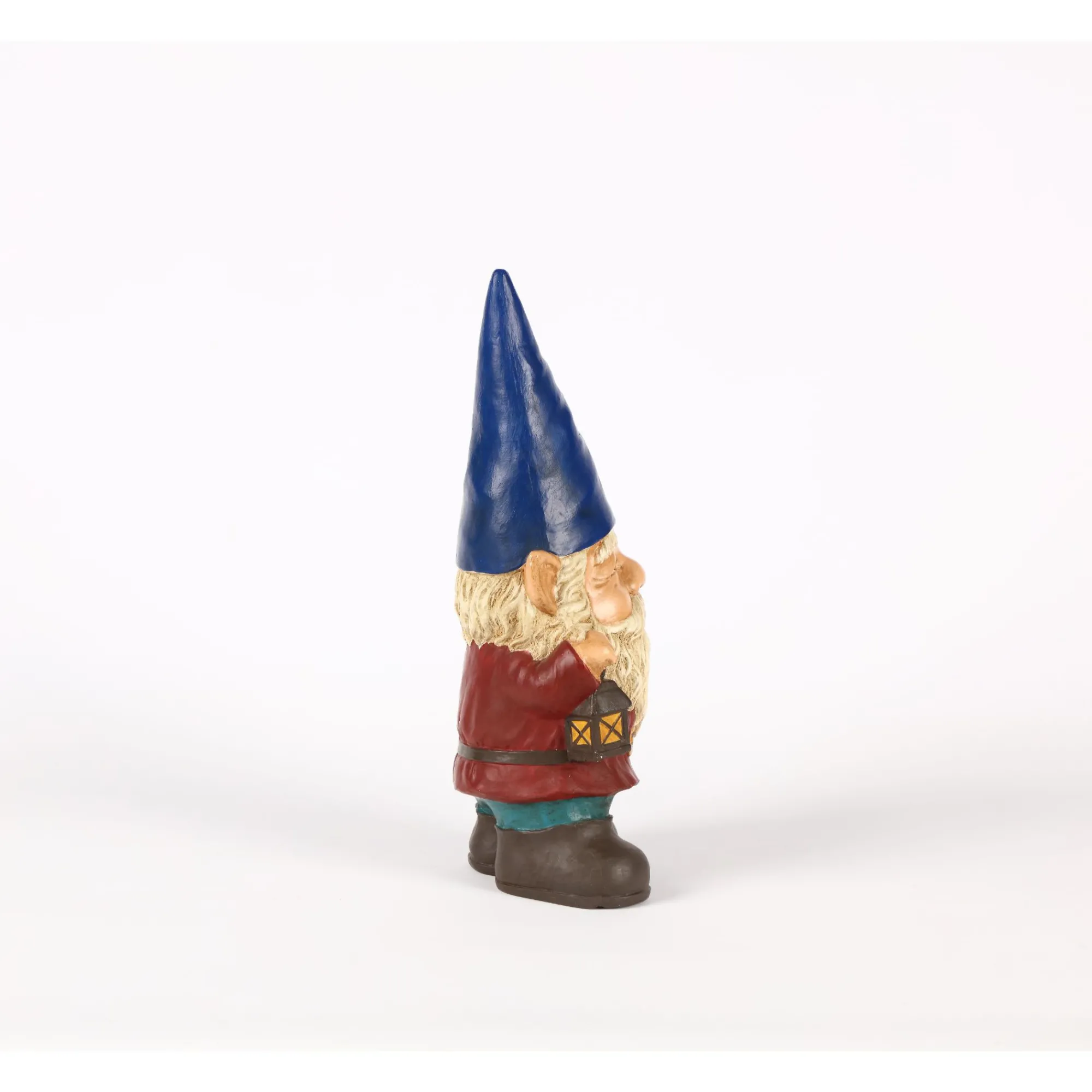 Hi-Line Gifts Finials-14.5" Blue And Red Gnome Holding Lantern Outdoor Garden Statue