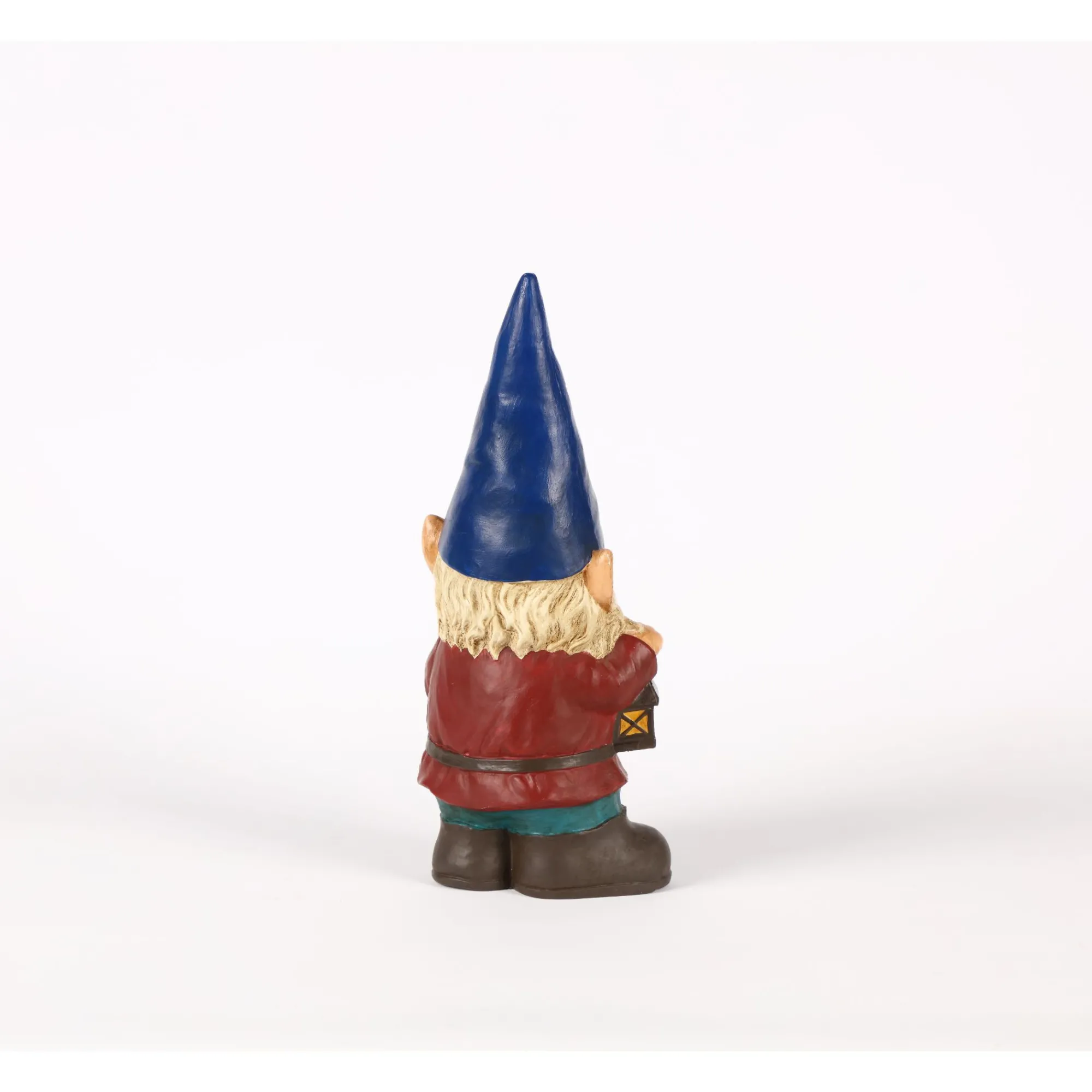 Hi-Line Gifts Finials-14.5" Blue And Red Gnome Holding Lantern Outdoor Garden Statue