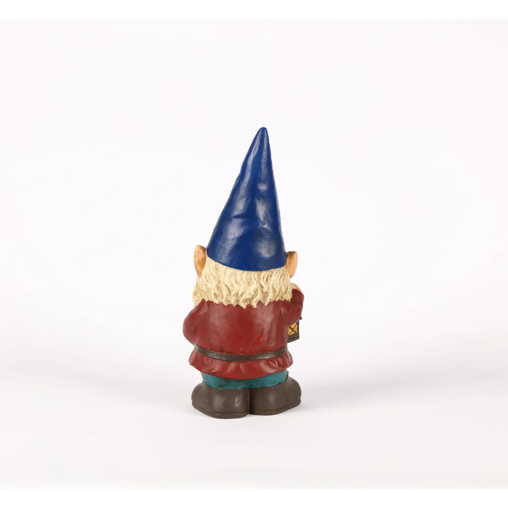 Hi-Line Gifts Finials-14.5" Blue And Red Gnome Holding Lantern Outdoor Garden Statue