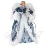 Northlight Angels-14" Blue And White Angel With Lighted Tree Christmas Tree Topper