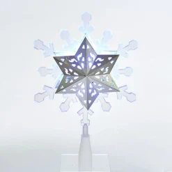 CC Christmas Decor Stars-9" Blue And White Christmas Decorative Led Rotating Snowflake Tree Topper