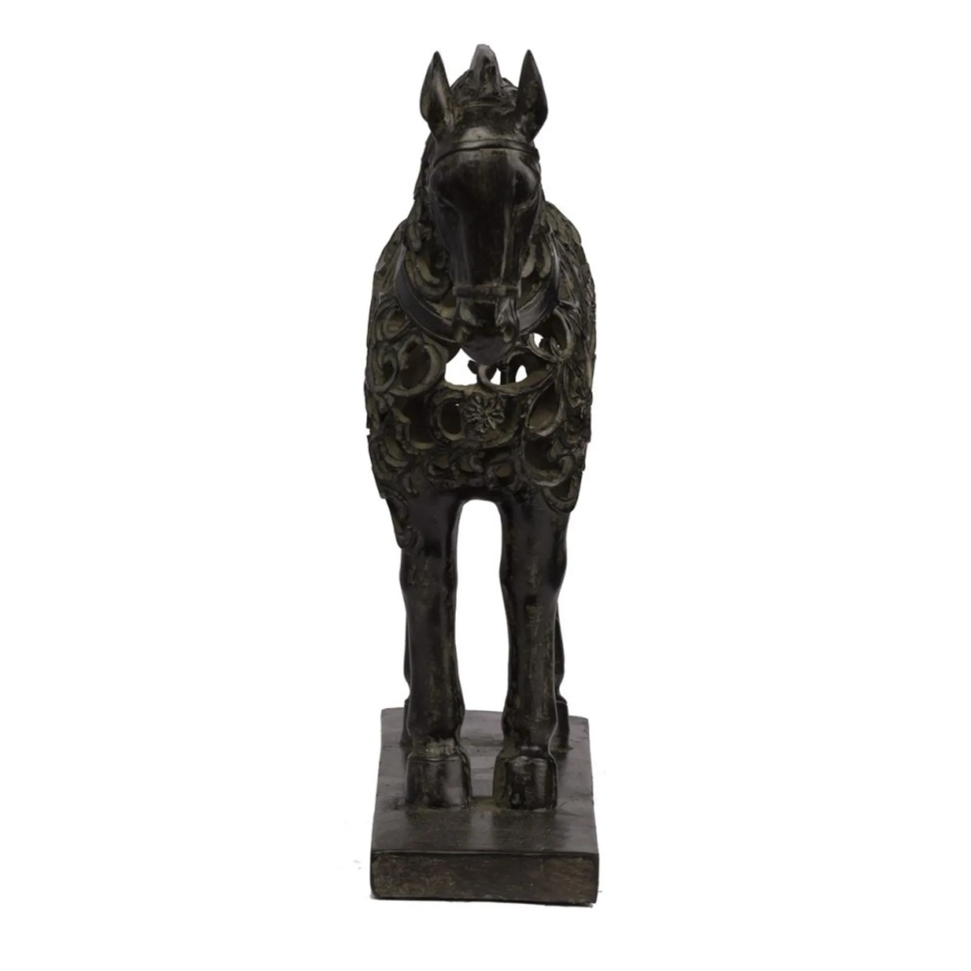 A&B Home Finials-12.25" Bronze Antique Regal Pose Horse Figurine Statue
