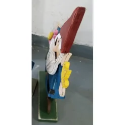 Hi-Line Gifts Finials-26" Brown And Blue Gnome With Flower And Bird Figurine