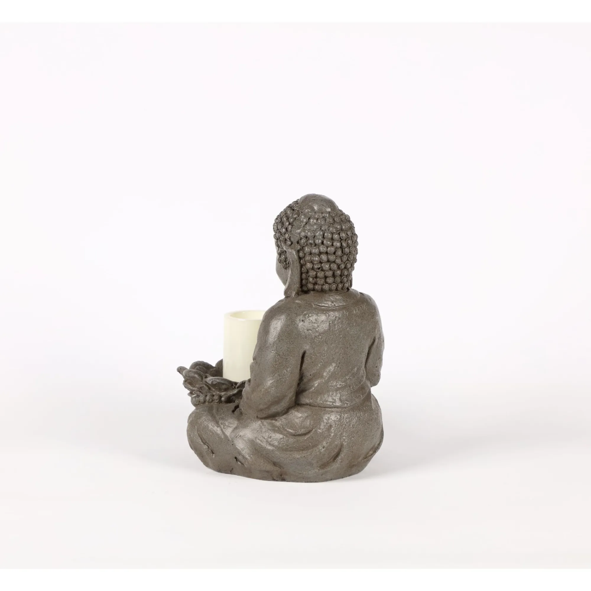 Hi-Line Gifts Finials-12.25" Brown And Gray Sitting Buddha Holding A Bowl Outdoor Garden Statue
