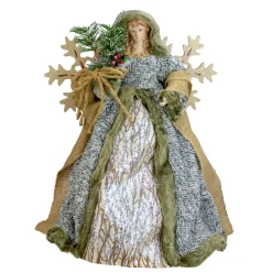 Roman Angels-16" Brown And White Rustic Angel Christmas Tree Topper- Unlit