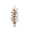 Raz Topiaries-15" Brown Artificial Christmas Tree In Glittered Silver Pot - Unlit