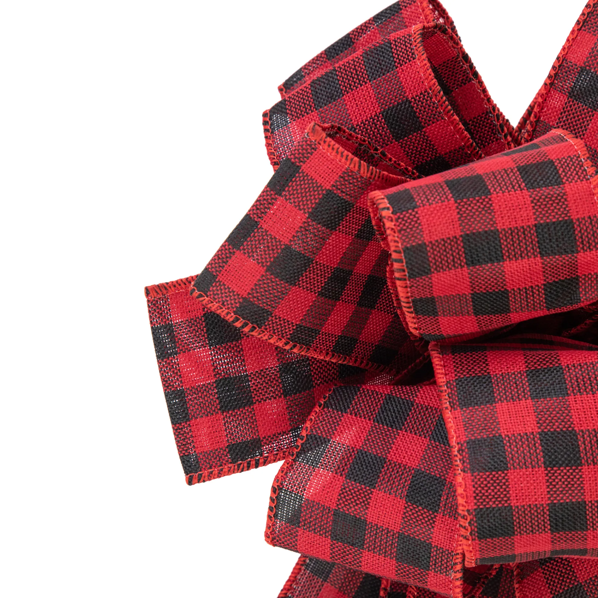 Northlight Stars-19" Buffalo Plaid Print 14 Loop Christmas Bow Tree Topper