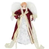 Northlight Angels-14" Burgundy And White Angel With Lighted Candle Christmas Tree Topper