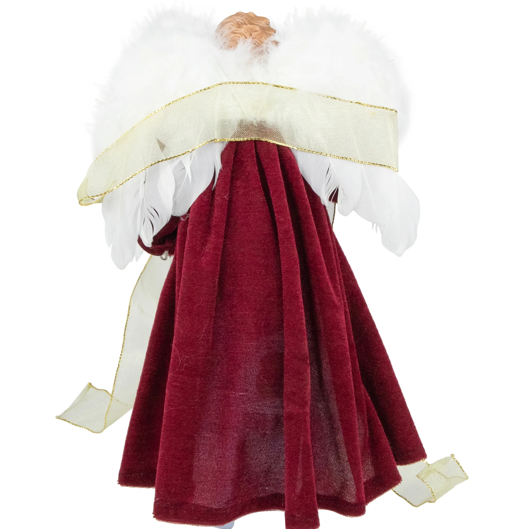 Northlight Angels-14" Burgundy And White Angel With Lighted Candle Christmas Tree Topper