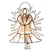 CC Christmas Decor Angels-10" Capiz Gold Trimmed Angel With Twisted Sunburst Christmas Tree Topper