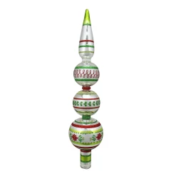 Christopher Radko Finials-13" Shiny Brite Holiday Splendor Glass Finial Christmas Tree Topper