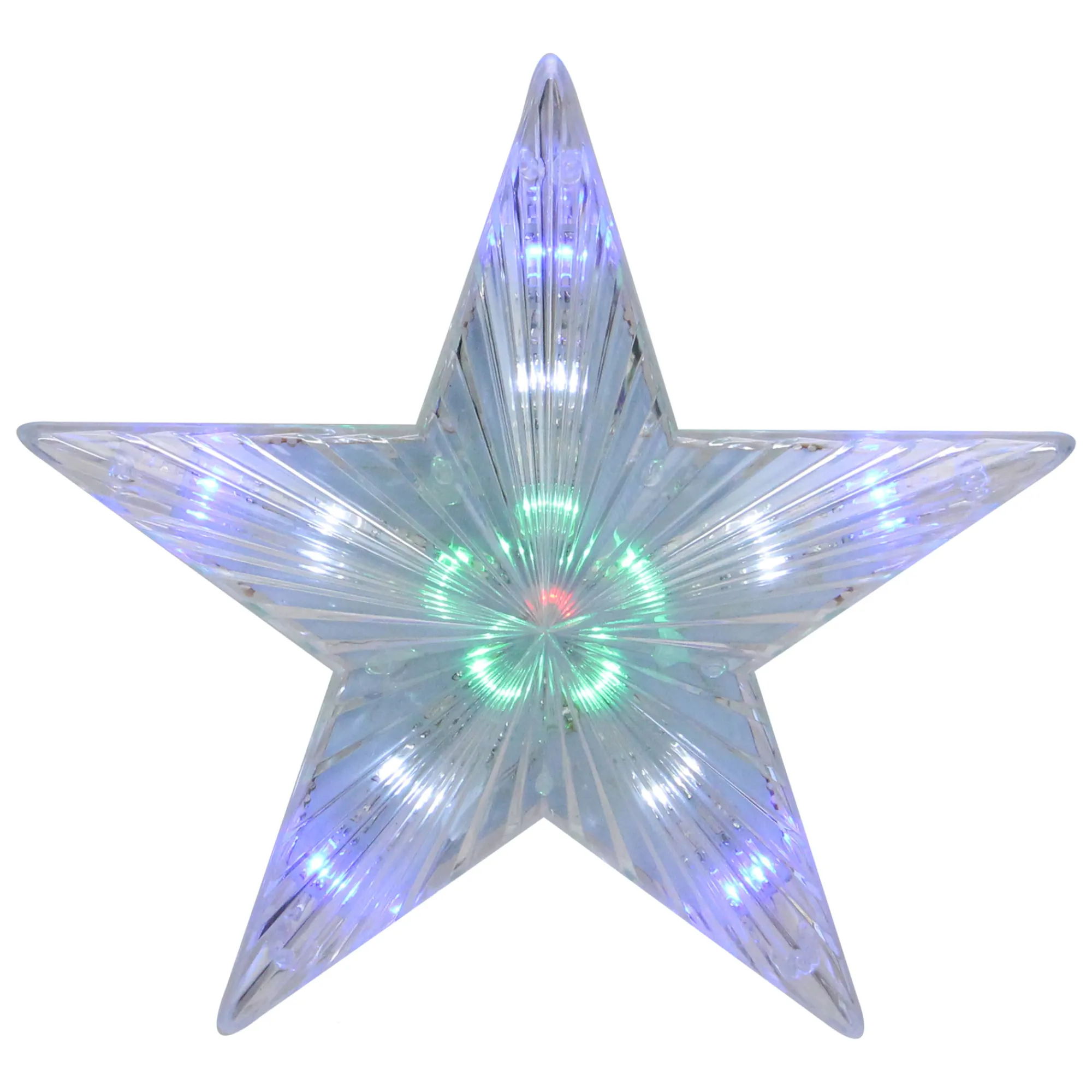 Kurt Adler Stars-8.5" Clear Lighted Contemporary Tree Topper Star - Multi-Color Lights