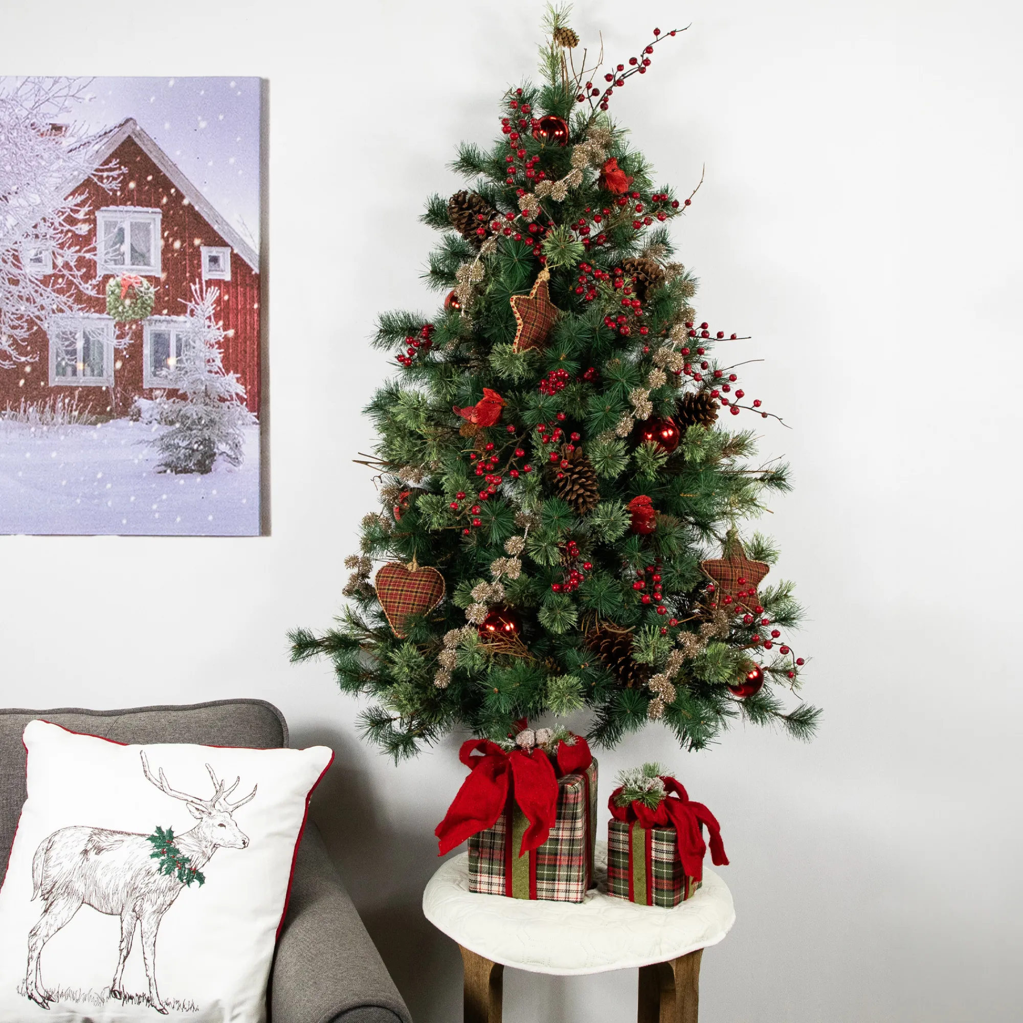 Northlight Unlit-4' Country Mixed Pine Artificial Christmas Wall Or Door Tree - Unlit