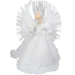 Kurt Adler Angels-15" Deluxe White Fiber Optic Floral Angel Christmas Tree Topper