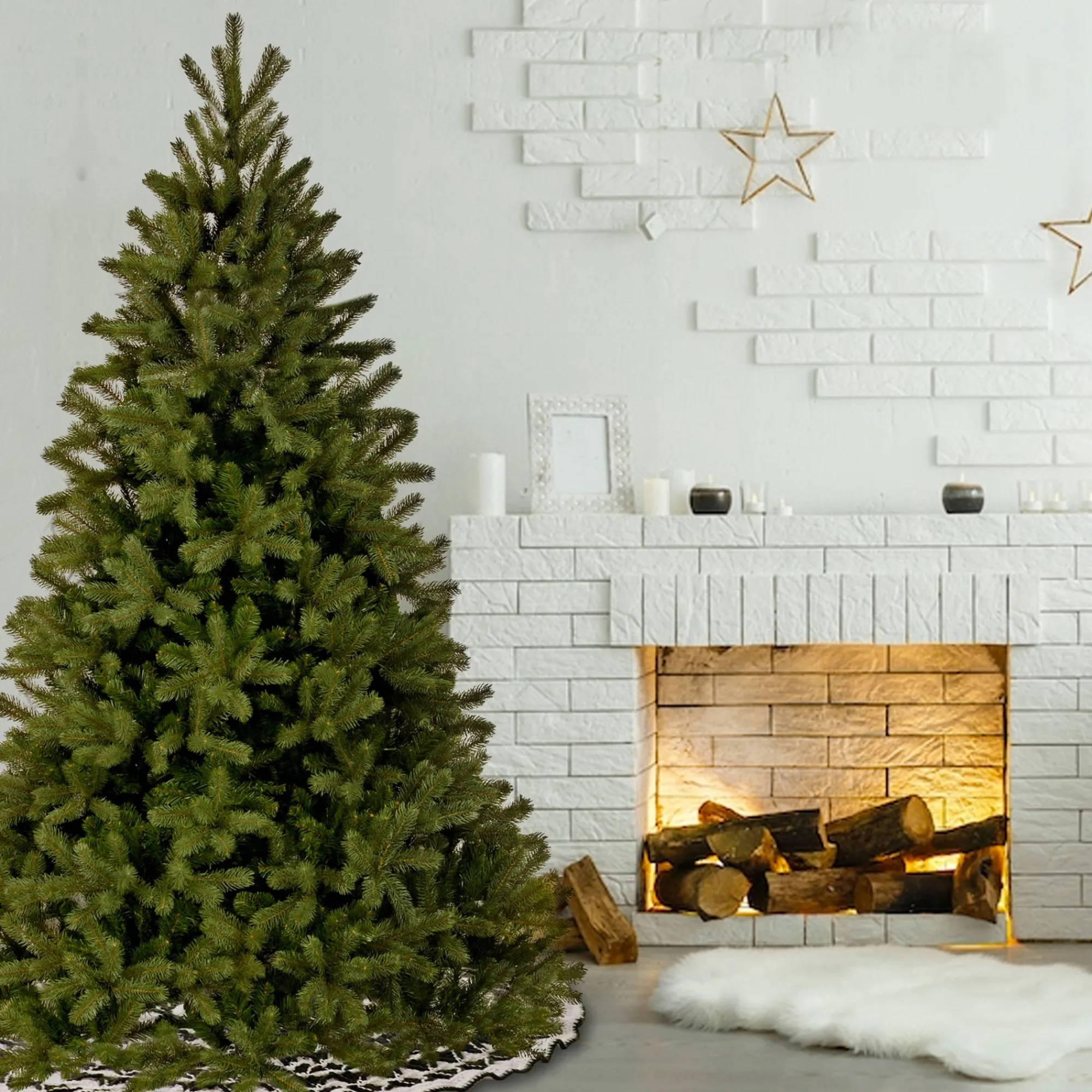 Christmas Central Unlit-7.5' Downswept Douglas Fir Full Artificial Christmas Tree, Unlit
