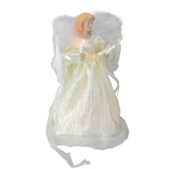 Kurt Adler Angels-12" Elegant Ivory Lighted Angel Christmas Tree Topper - Clear Lights - 31738810