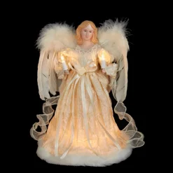 KSA Angels-12" Elegant Ivory Lighted Angel Christmas Tree Topper - Clear Lights