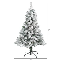 Nearly Natural Unlit-4' Flocked Rock Springs Spruce Artificial Christmas Tree, Unlit