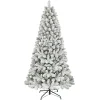 CC Christmas Decor Unlit-6' Flocked Virginia Pine Artificial Christmas Tree With Stand, Unlit