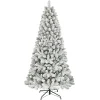 CC Christmas Decor Unlit-6.5' Flocked Virginia Pine Artificial Christmas Tree, Unlit