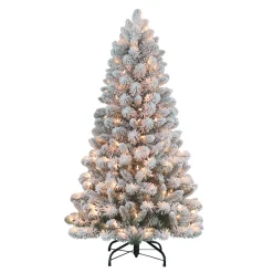 CC Christmas Decor Unlit-4.5' Flocked Virginia Pine Artificial Christmas Tree With Stand, Unlit