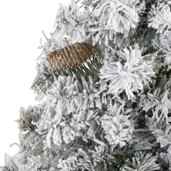 Nearly Natural Unlit-5' Flocked With White Pinecones Artificial Christmas Tree, Unlit