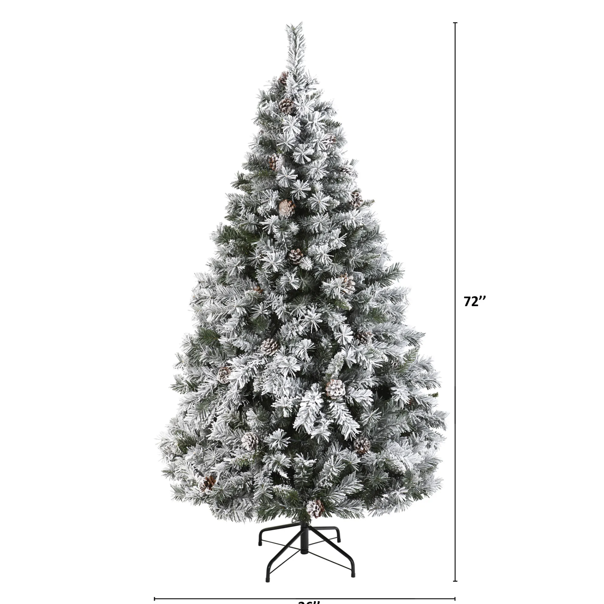 Nearly Natural Unlit-6' Flocked With White Pinecones Artificial Christmas Tree, Unlit