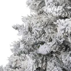 Nearly Natural Unlit-7' Flocked With White Pinecones Artificial Christmas Tree, Unlit