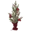 Contemporary Home Living Unlit-28" Frosted Ornaments And Berry Artificial Christmas Tree With Burlap Base