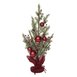 Contemporary Home Living Unlit-24" Frosted Ornaments And Berry Artificial Christmas Tree With Burlap Base