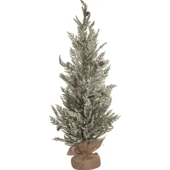Contemporary Home Living Unlit-3' Frosted Relaxed Leaf Artificial Christmas Tree In Burlap Base, Unlit