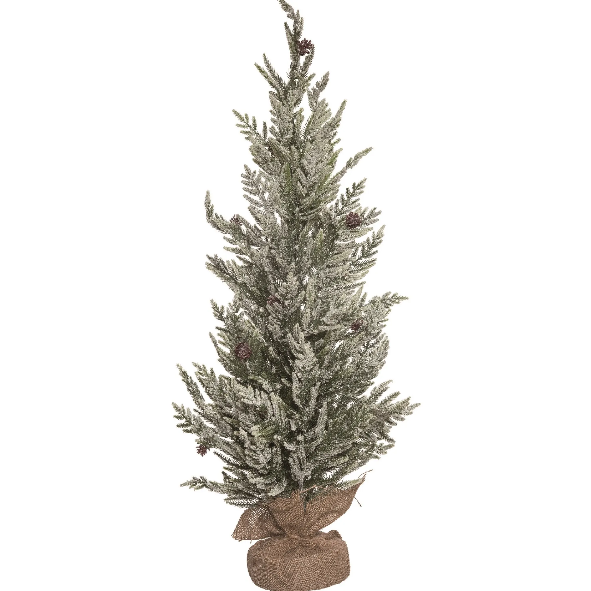 Contemporary Home Living Unlit-3' Frosted Relaxed Leaf Artificial Christmas Tree In Burlap Base, Unlit