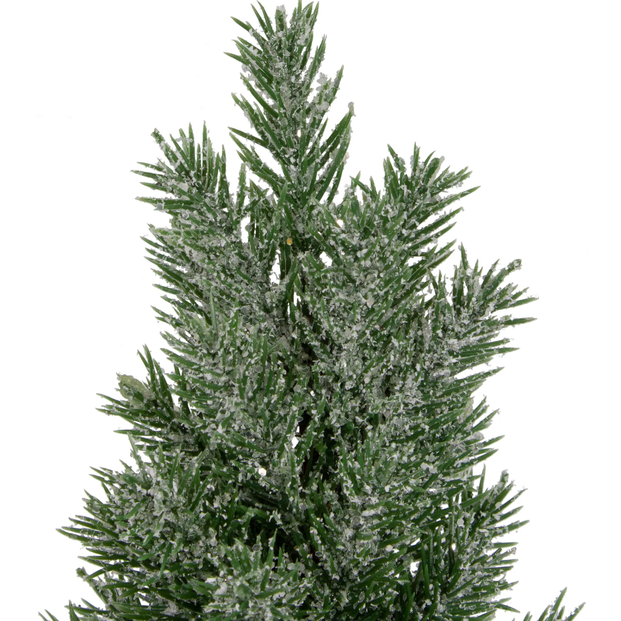 Northlight Unlit-12" Frosted Upswept Mini Christmas Tree With Red Tin Base And Burlap Bow - Unlit