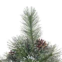 Contemporary Home Living Unlit-7' Full Cashmere Pine Artificial Christmas Tree With Snowy Branches And Pinecones - Unlit