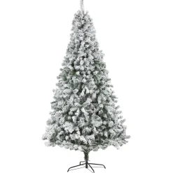 Nearly Natural Unlit-8' Full Flocked Rock Springs Spruce Artificial Christmas Tree, Unlit