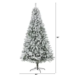 Nearly Natural Unlit-8' Full Flocked Rock Springs Spruce Artificial Christmas Tree, Unlit