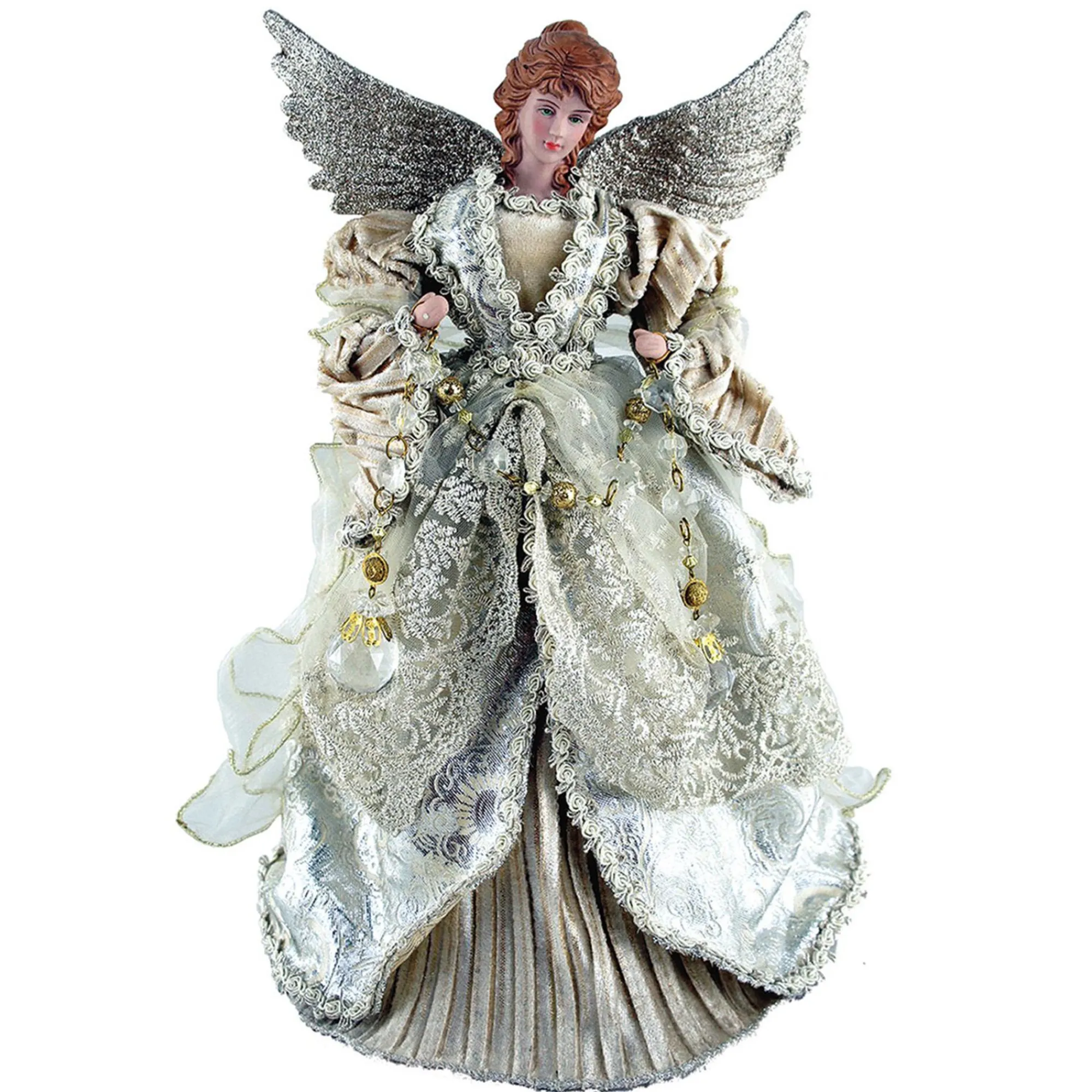 CC Christmas Decor Angels-16" Gilded Angel Christmas Tree Topper, Unlit