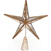 Roman Stars-14" Gilded White Christmas Gold Mirrored Star Tree Topper - Unlit
