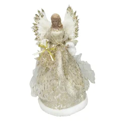 CC Christmas Decor Angels-18" Glittery Angel Holding A Star Christmas Tree Topper, Unlit