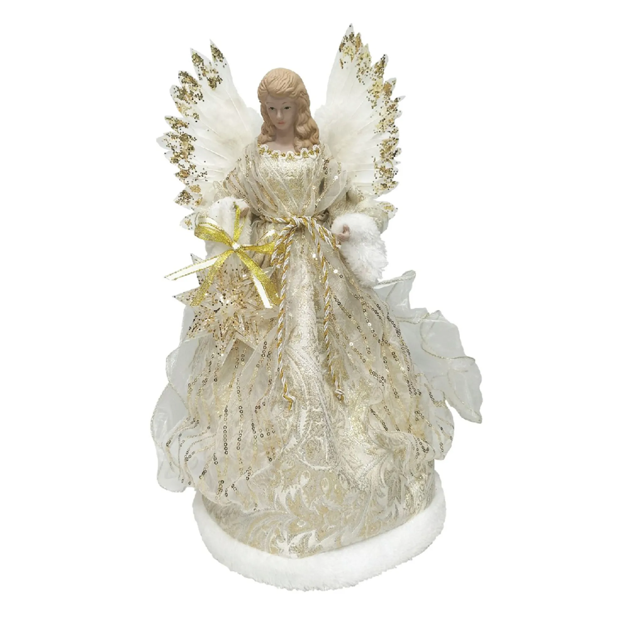 CC Christmas Decor Angels-18" Glittery Angel Holding A Star Christmas Tree Topper, Unlit