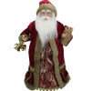Northlight Santa Claus-18" Gold And Burgundy Red Santa Claus Holding A Gift Box Tree Topper - Unlit