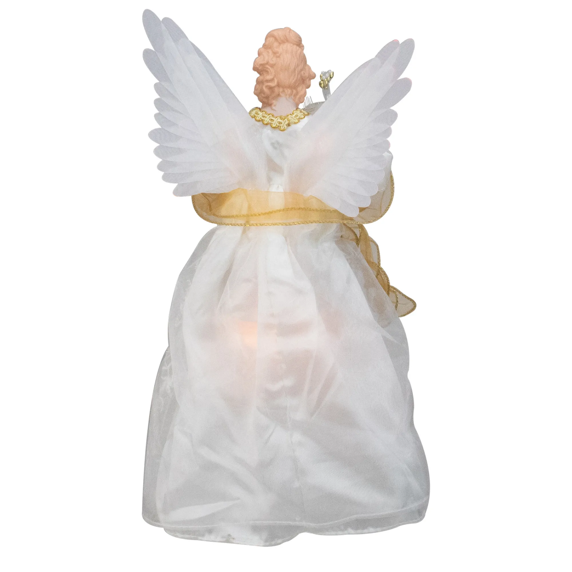 Kurt Adler Angels-14.5" Gold And Ivory Pre-Lit Angel Christmas Tree Topper - Clear Lights