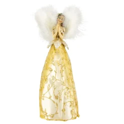 Northlight Angels-10" Gold And White Angel Christmas Tree Topper, Unlit