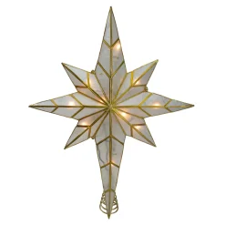 Kurt Adler Stars-16" Gold Bethlehem Star Christmas Tree Topper - White Lights