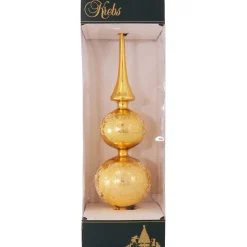 christmas by krebs Finials-13" Gold Floral Glitter Lace Shiny Glass Finial Christmas Tree Topper - Unlit